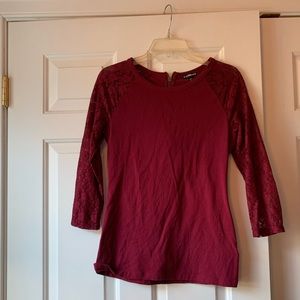 EXPRESS red lace sleeve top